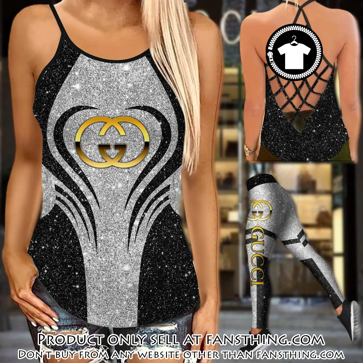 Gucci tank top leggings set luxury brand for women yoga gym qcf fst5907713